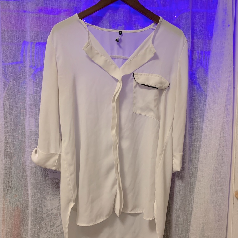White Blouse with black lining size S